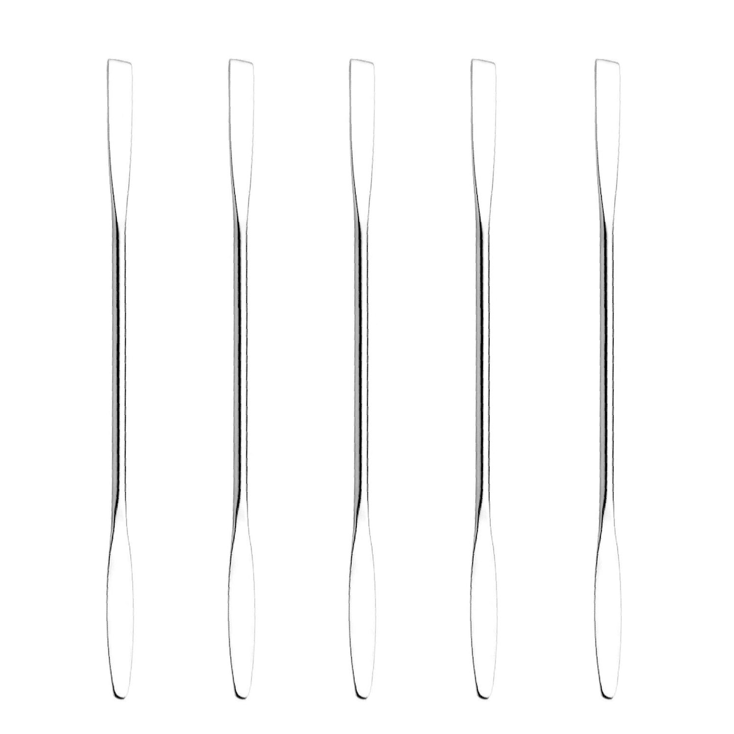 Wismee 5Pcs Makeup Spatula tool metal Set Professional Beauty Stainless Steel Cosmetics Mixer Long Metal Spatula Depotting Mixing Tool (#1)