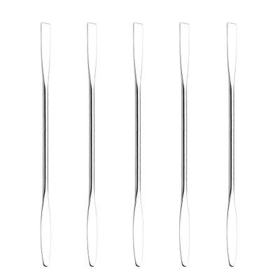 Wismee 5Pcs Makeup Spatula tool metal Set Professional Beauty Stainless Steel Cosmetics Mixer Long Metal Spatula Depotting Mixing Tool (#1)