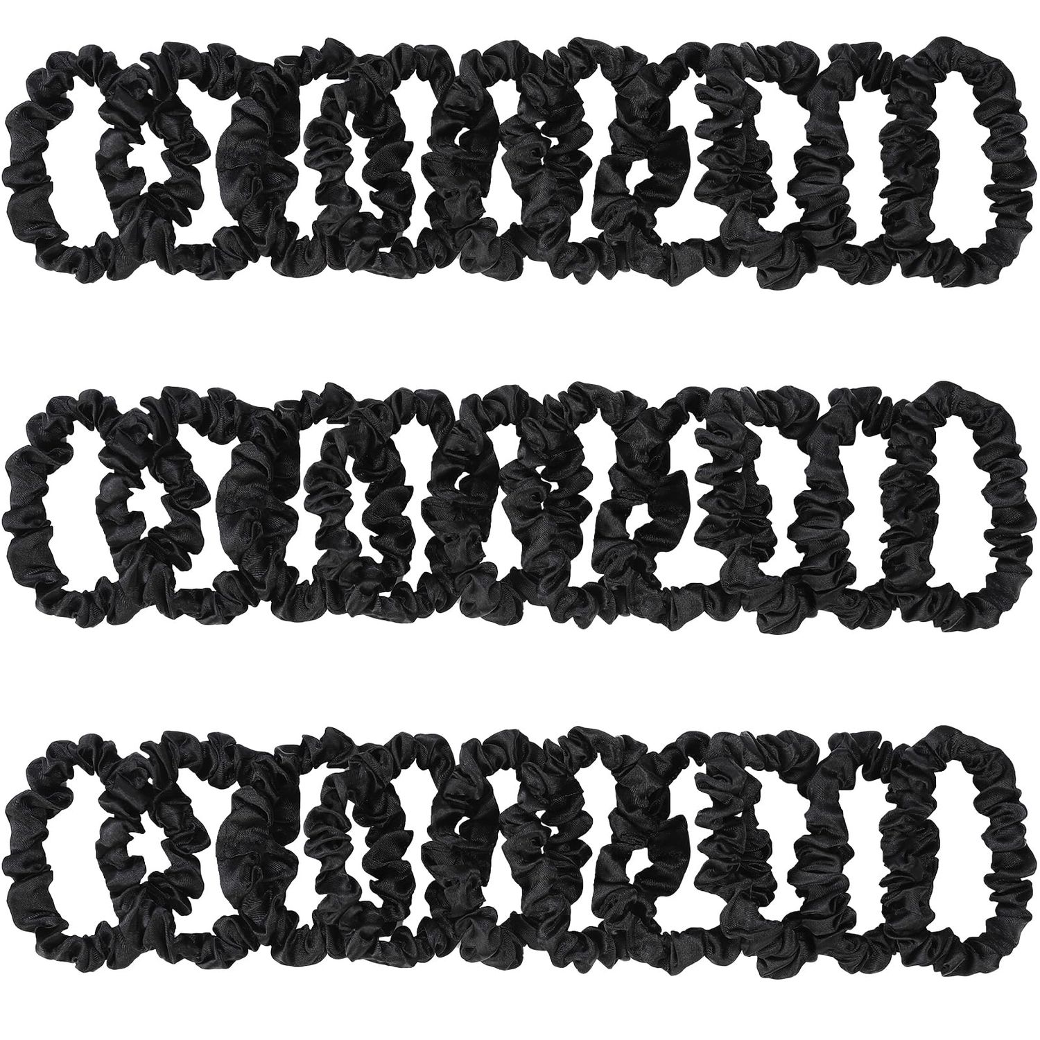 KECUCO 30Pcs Black Satin Hair Scrunchies, Silk Hair Ties for Women Girls Hair Accessories Gift, Value Package, Premium Material, Non-Slip Design, Pain-Free, Damage-Free (Black, 30 Count)