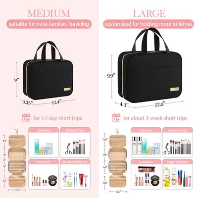 HOTOR Travel Toiletry Bag - Toiletry Bag wHanging Hook - Spacious Toiletry Bag for Women & Men, Makeup BagBig Comparment, Waterproof for Travel Accessories, Travel Essentials, Medium, Black
