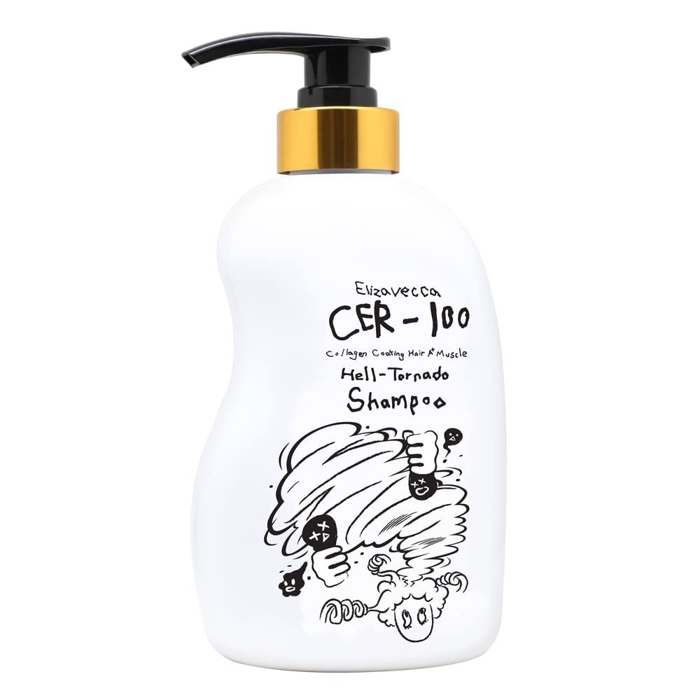 Elizavecca CER-100 Collagen Coating Hair A Muscle Hell-Tornado Shampoo 500ml16.9 fl.oz. - Hair Shampoo Especially for Oily hair | Hair Shampoo for oily hair scalp | K-Beauty
