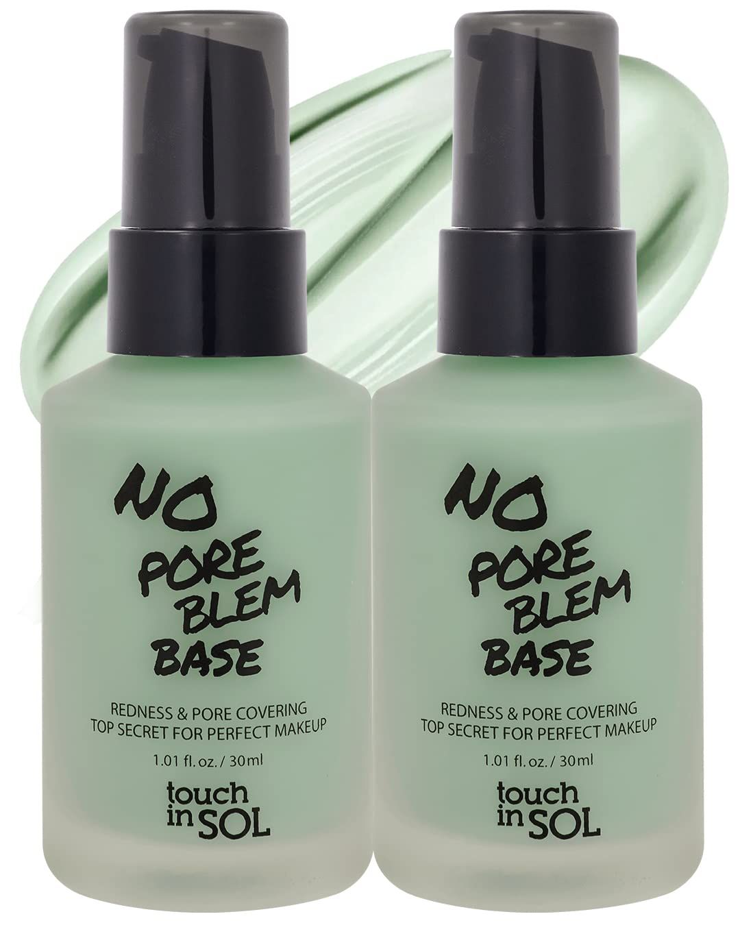 TOUCH IN SOL Redness Correcting Base Primer - Pore Minimizing Green Toned Makeup Base - Tone Neutralizing before Foundation - Minimize Rosacea, Redness - No Pore Blem Primer Base, 1.01 fl.oz. 2 Pack
