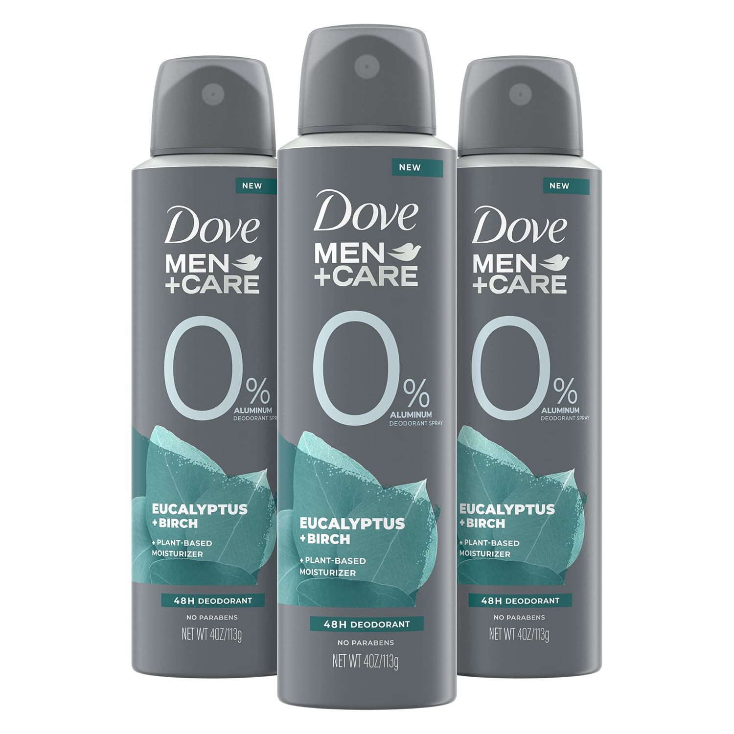 Dove MenCare Deodorant Spray Aluminum Free Deodorant Eucalyptus and Birch Naturally Derived Plant Based Mens Deodorant Moisturizer 4 oz 3 Count