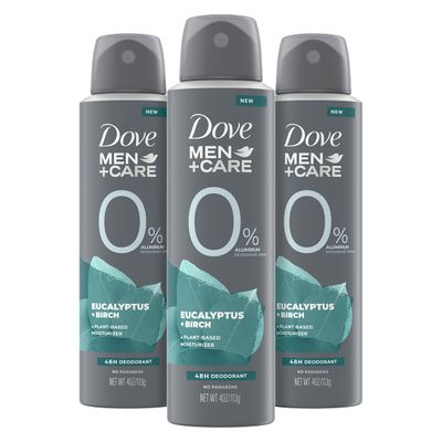 Dove MenCare Deodorant Spray Aluminum Free Deodorant Eucalyptus and Birch Naturally Derived Plant Based Mens Deodorant Moisturizer 4 oz 3 Count