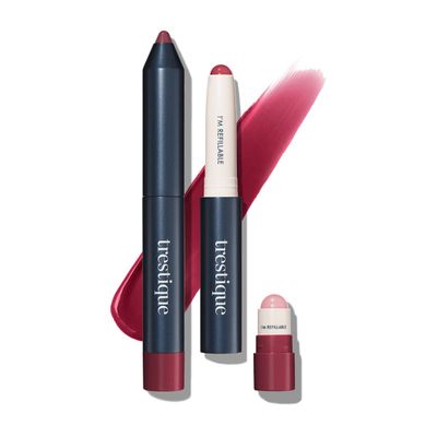 TRE&#39;STIQUE Prime And Shine Lip Crayon, Refillable Shiny Lipstick With Built-in Lip Primer, Clean Beauty Makeup Lipstick, Lipstick For Women, 2-in-1 Glossy Lipstick and Lip Primer