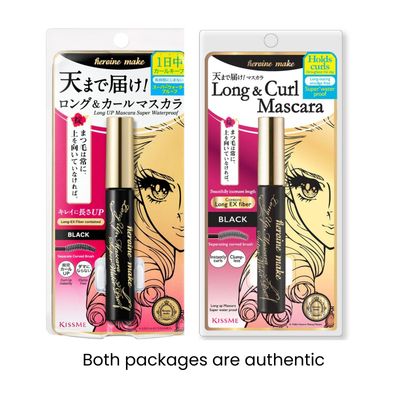 HEROINE MAKE by KISSME Trio Set, 3 Full-Size, Waterproof Lengthening &amp; Volume FiberTubing Black Mascara  Smooth Liquid Black Eyeliner, Smudge-free  Gentle Eye Makeup Remover for Waterproof Mascara