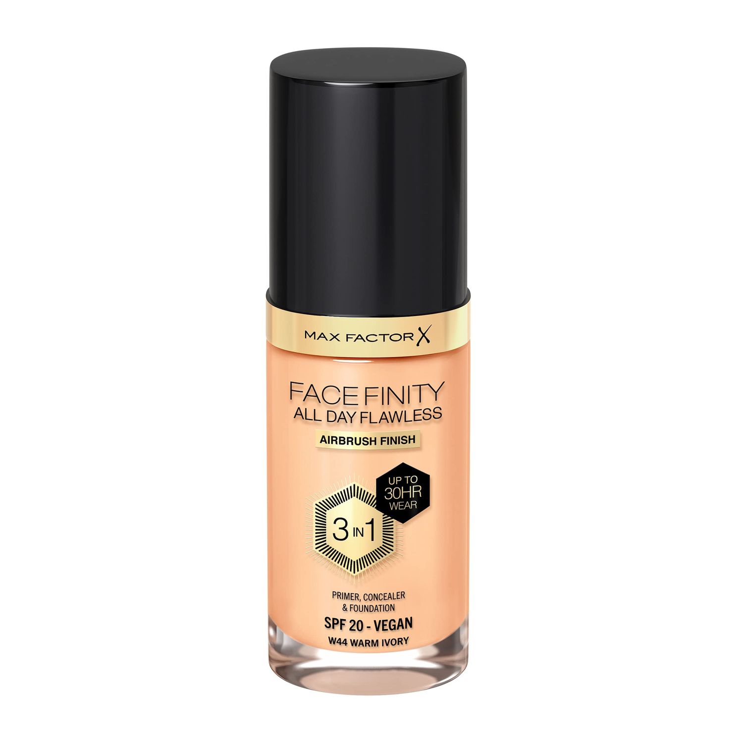 Max Factor Facefinity 3-in-1 All Day Flawless Liquid Foundation, SPF 20-44 Warm Ivory, 30 ml