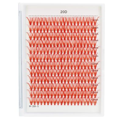 Bodermincer D Curl 240pcs 20D Red ColorBlue ColorBlack ColorBrown ColorPurple Color Lashes Cluster Eyelashes False Eyelashes Eyelash Extension (16mm, Red)