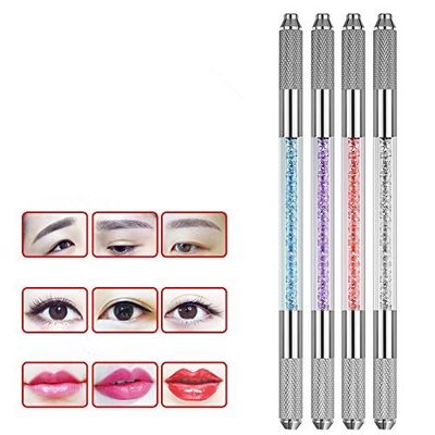 Yimart 4Pcsset Four Colors Professional Double-headed Permanent Makeup Manual Tattoo Machine Pen Crystal Tattoo Eyebrow Pen