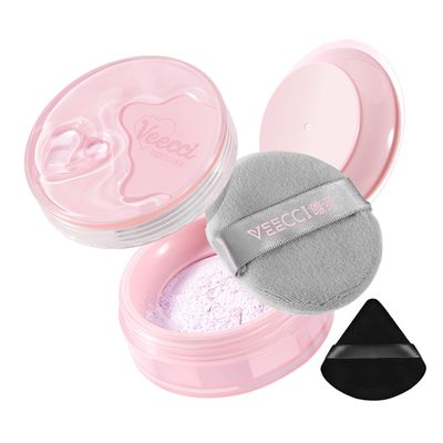 Lilyloria Light Purple Matte Finish Loose Setting Powder Tone-up Face Makeup Translucent Dry Oily Skin Controls Shine Lightweight