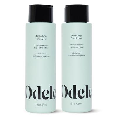 Odele Smoothing Sulfate-Free Shampoo &amp; Conditioner Set for Moisture, Frizz Control, Shine, and Straight to Curly Hair Types, 13 Fl Oz Each (2-Pack)
