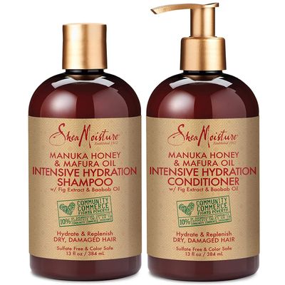 SheaMoisture Shampoo and Conditioner Set, Manuka Honey, Mafura Oil, Baobab Oil &amp; Fig Extract, Hydrate  Replenish, Vitamin C, Sulfate Free &amp; Hair Color Safe, Deep Conditioning, 13 Fl Oz Ea