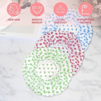 3PCS Shower Caps, Elastic Reusable Waterproof Plastic Shower Cap for Women Ladies Spa Salon (RedGreenBlue)