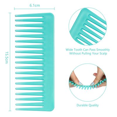 Large Hair Detangling Comb, Wide Tooth for Curly, Wet Dry Hair, No Handle Comb Styling Shampoo Comb (White, Cyan)