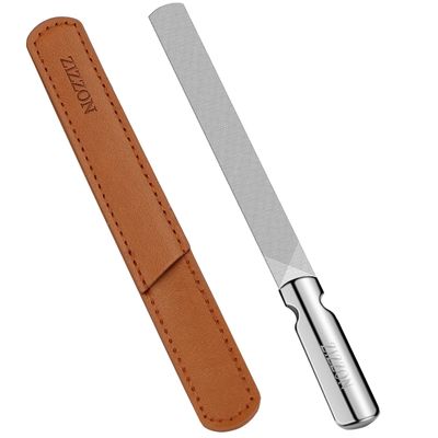 ZIZZON Professional Stainless Steel Nail Files Double Sided for Women and Men, Heavy Duty Reusable Manicure Filer for Natural Nails, Great for Home Salon or Travel Use