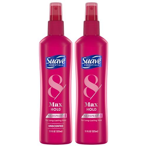 Suave Hairspray, Max Hold Bundle - Unscented Hairspray  Scented Non-Aerosol Hair Spray, 11 Oz Ea (2 Piece Set)