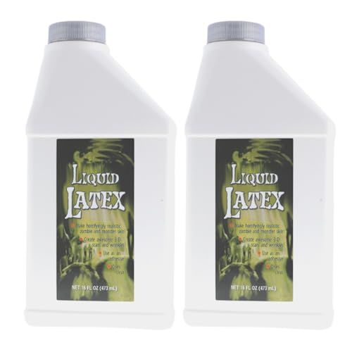 Liquid Latex for Special Effects (2 Pack Set) 16 Oz EACH! Skin-Safe, Dries Clear, Easy Application, for Halloween, Cosplay, Zombie SFX and Movie Makeup