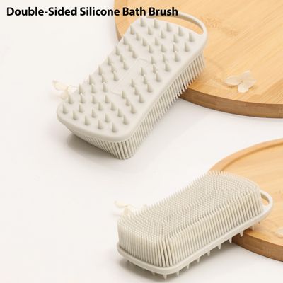 2 PC Silicone Exfoliating Body Scrubber, 2 in 1 Silicone Body Shampoo Brush, Soft Silicone Loofah for Sensitive Skin, Shower Silicone Hair Scalp Massager, Easy to Clean, Lather Well (Grey&amp;Black)