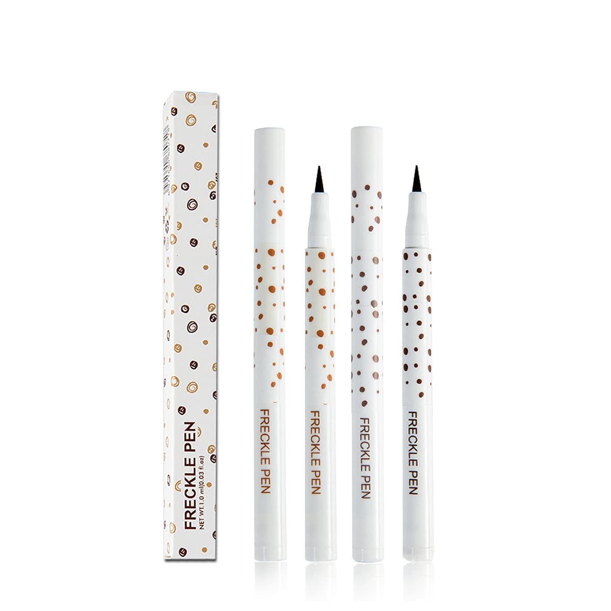 Aaiffey 2 Colors Freckle Pen Waterproof Long-lasting Quick Dry Small Spot Natural Lifelike Freckle Makeup Pen (Dark BrownLight Brown)
