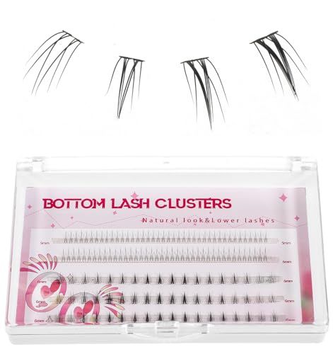 Bottom Lashes Clusters with Spiky Lash Clusters Set, 134Pcs 2 Styles Eyelash for Natural Look, DIY Eyelash Extensions, 56mm Fake Bottom Eyelashes