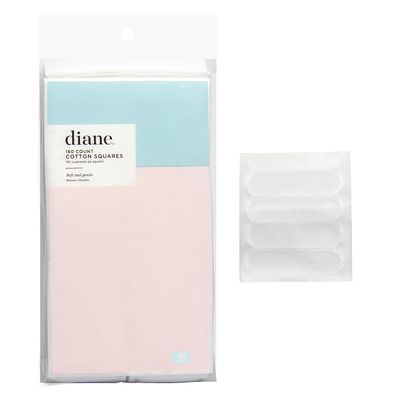 Diane Cotton Squares - 100% Real Cotton - Soft, Gentle on Face, Use for Makeup and Nail Polish Removal, Beauty Applicator - 160 Count (Pack of 1)