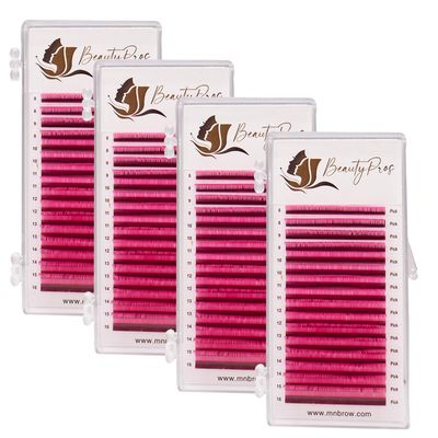 BeautyPros Professional Eyelash Extension Kit - Curl B,C,D,J &amp; M - Volume Eyelash Extensions Supplies Mix Tray (8-16mm) - 0.03,0.05,0.07,0.015, 0.20mm Thickness (D-Curl - 0.07mm - Pink)