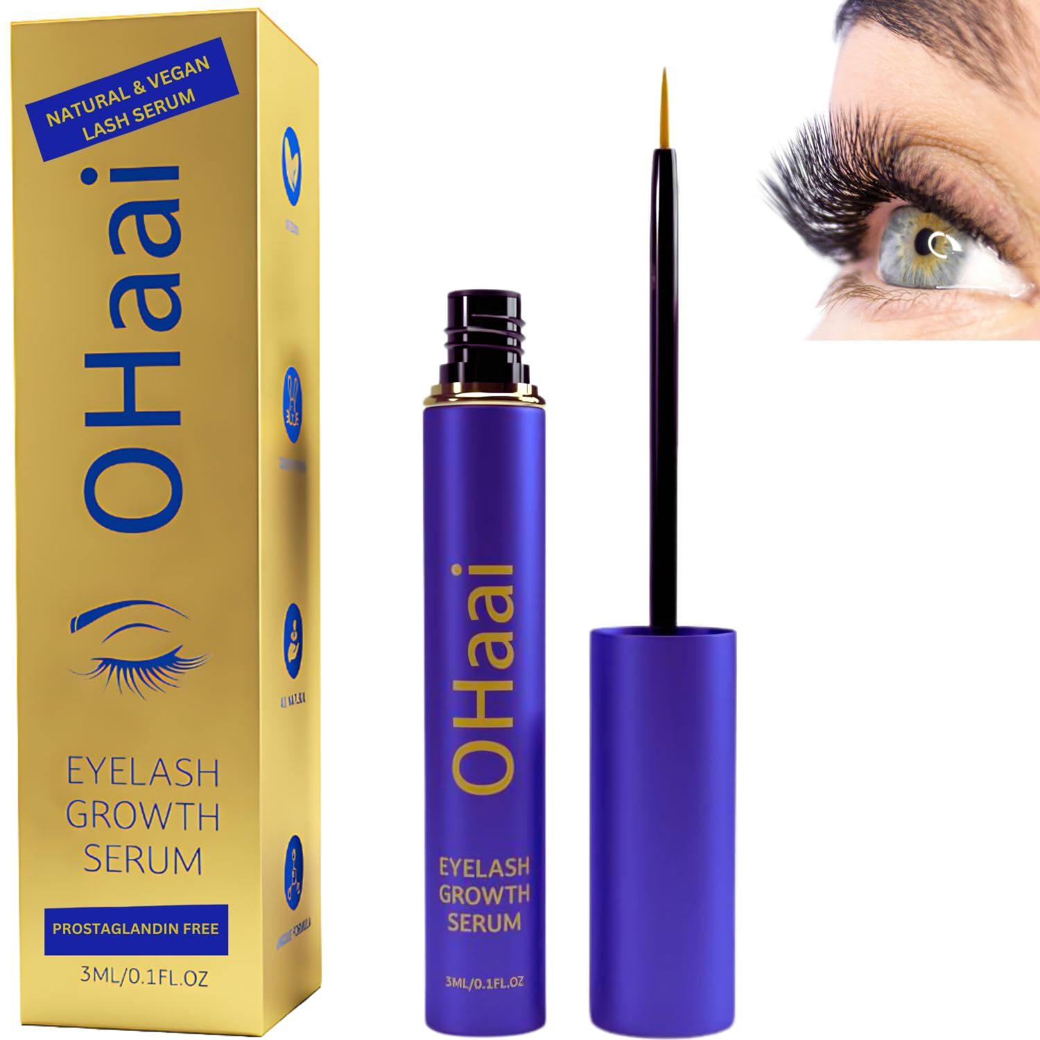 Premium Lash Serum for Eyelash Growth for Women Lash Enhancer with Natural Formula to grow Longer Thicker Healthier Lashes- Vegan, Cruelty-Free,Suitable for Sensitive Eyes, 0.1 Fl. Oz (3ml)