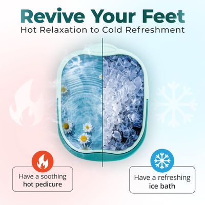 AWA Foot Soaking Tub, Collapsible Foot Bath Soak Tub for Soaking Feet, Pedicure Bowl, Plastic Feet Soaking Tub with Acupressure Massage Points, Foldable Laundry Basket (Teal Foot Tub)