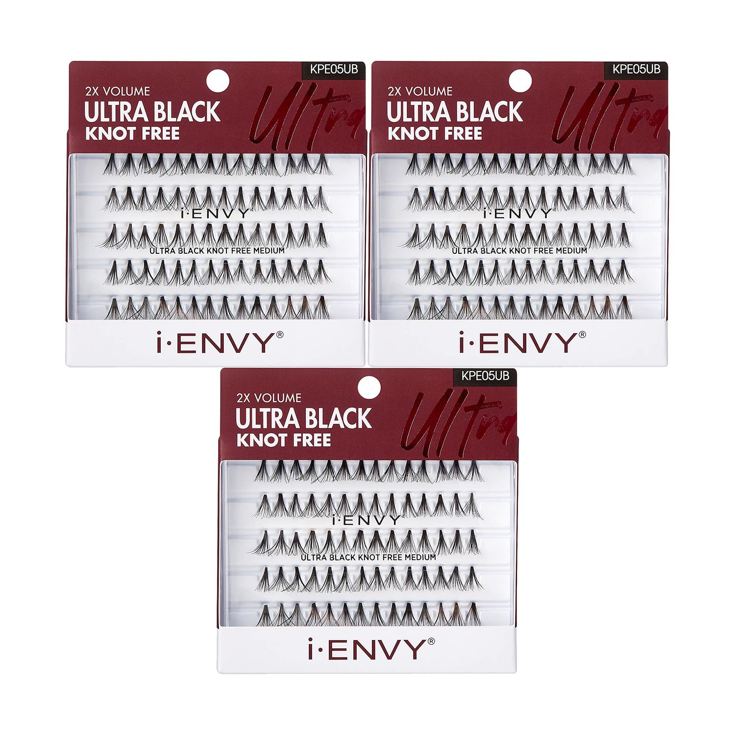 i-ENVY Knot Free Individual Lashes 3 PACK (Ultra Black - Medium)