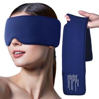 Migraine Relief Cooling Eye Mask- Cold &amp; Warm Compress, Ice Cold Sleep Mask for Puffy Eyes, Dark Circles, Migraine &amp; Headache Relief, Soft Thick Gel for Long-Lasting Comfort FSA HSA Eligible-Blue