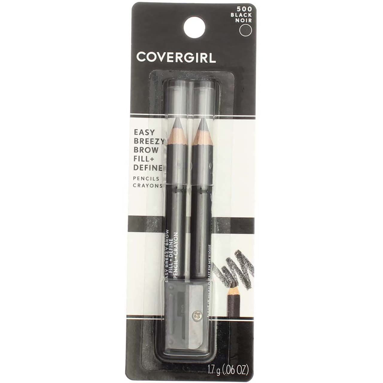 CoverGirl Professional Brow &amp; Eye Makers Brow Shaper &amp; Eyeliner, Midnight Black 500, .06 oz (Pack of 3)
