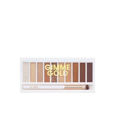FLOWER BEAUTY By Drew Barrymore Shimmer  Shade Eyeshadow Palette - Neutral Colors  Ten Shades - Mix  Layers Shades - Easily Blendable  Rich Color Payoff - Brush Included (Gimme Gold)