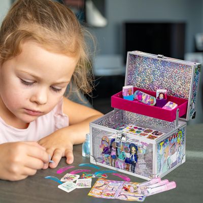 Townley Girl DIY Train Case Makeup Beauty set Includes Bracelet Beads & String, Tattoos, Lip Gloss, Hair Clips, Nail Polish & Much More for Girls, Ages 6 Perfect for Parties, Sleepovers & Makeovers