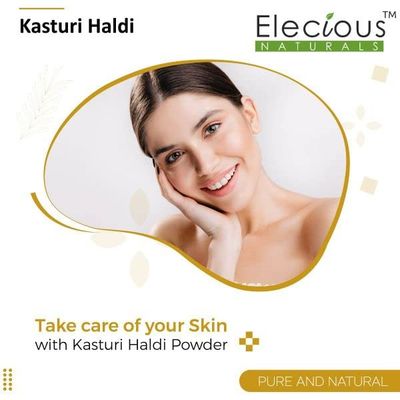 Elecious Kasturi Haldi Powder for Natural Finish Face Wild Turmeric Powder for Glowing Skin Kasturi Manjal for All Skin Types 100% Natural, Chemical-Free, Perseverative-Free (Brown) 3.5 Ounce