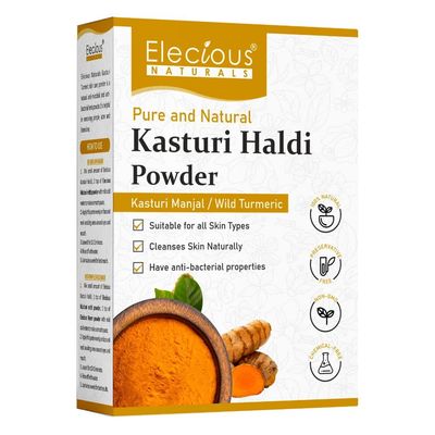 Elecious Kasturi Haldi Powder for Natural Finish Face Wild Turmeric Powder for Glowing Skin Kasturi Manjal for All Skin Types 100% Natural, Chemical-Free, Perseverative-Free (Brown) 3.5 Ounce