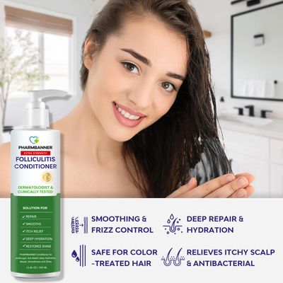 Folliculitis Itch Relief Conditioner Tea Tree Oil & Moroccan Argan Oil - Deep Hydration & Repair - Nourishes, Smooths, Restores Shine - Safe for Dry or Damaged Hair-11.84 oz