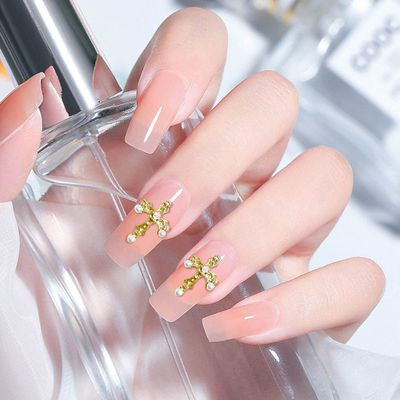 3D Cross Nail Charms, 30pcs Cross Nail Decorations for Nail Art, Pearl Gems Diamond Nail Decor, Metal Alloy Crystal Rhinestones Nail Studs for Women Girl DIY Jewelry Cellphone Crafts (GoldSilver)