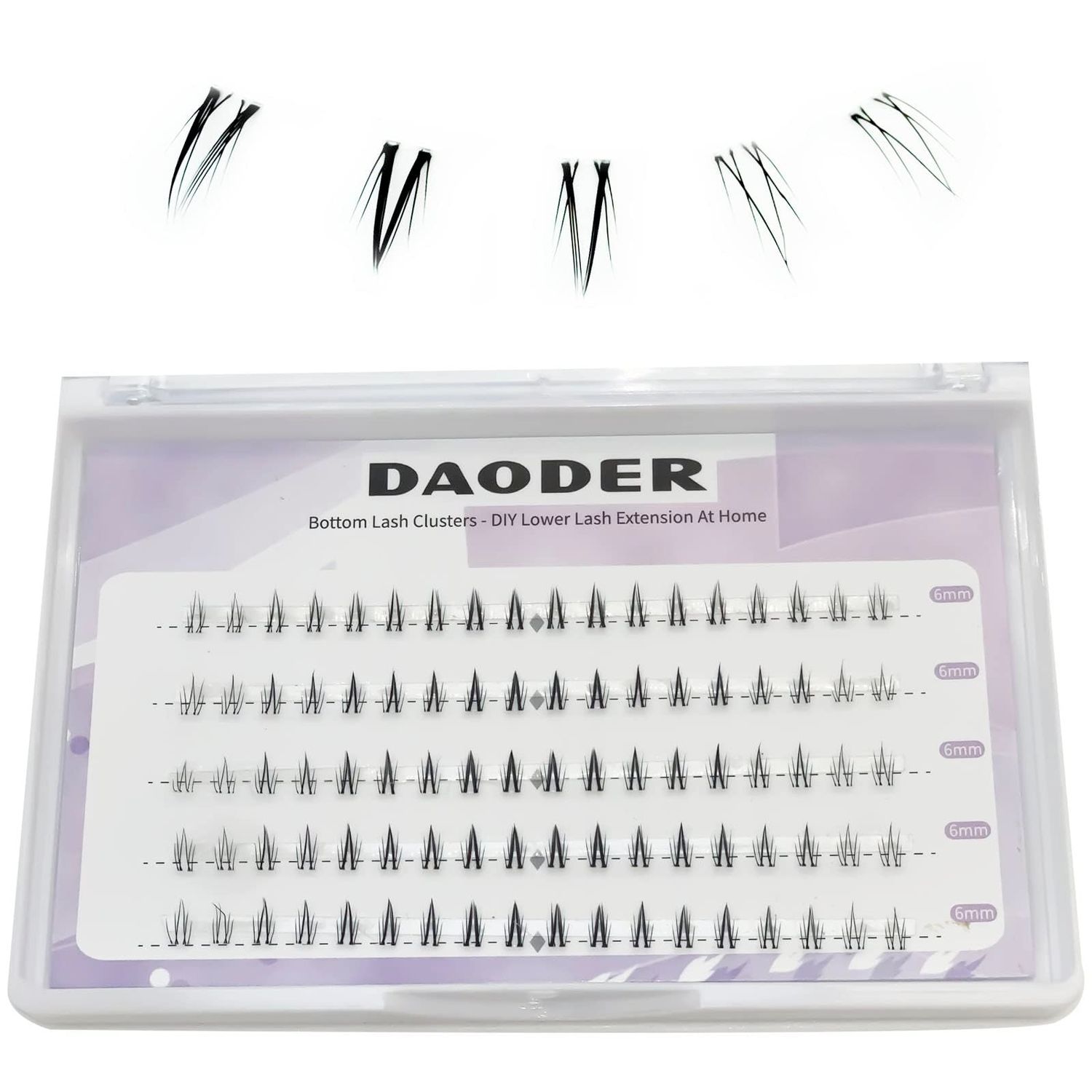 Bottom Lash Clusters DIY Eyelash Extensions - DAODER 90pcs Wispy Natural Look Clear Band Lashes for Bottom Eyelashes 6mm