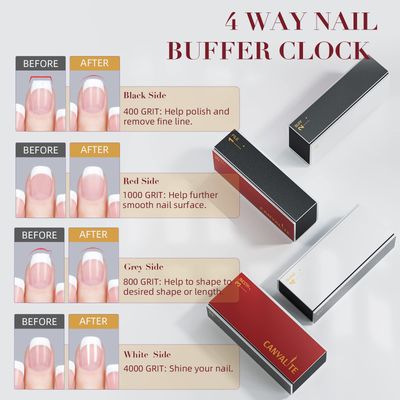 Canvalite Nail Buffer for Natural Nails, All in One 4 Way Nail File &amp; Buffer Block That Shapes, Files, Smoothes, and Shines, 100180 Grit, 9pcs