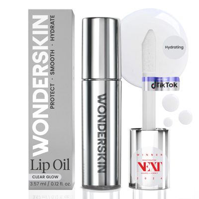 Wonderskin Lip Oil - Lip Rehab Serum Oil, Hydrating and Moisturizing Clear Lip Oil for Dry Lips - Natural, Vegan and Non-sticky Lip Gloss Oil