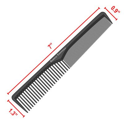 Styling Comb | Professional 7 Inch Black Carbon Fiber Anti Static Chemical And Heat Resistant Comb For All Hair Types | Fine and Wide Tooth Comb For Men and Women | By Bardeau Essentials (Single)