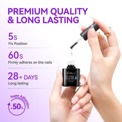 Gelike EC Gel Nail Glue UV Light 6 in 1 Adhesive Gel Nail Polish, Strong Nail Glue For Press On Nails Nails Acrylic Tips, Long Last Gel x Nail Kit Blooming Gel Girl Gift for Home Salon Beginner DIY