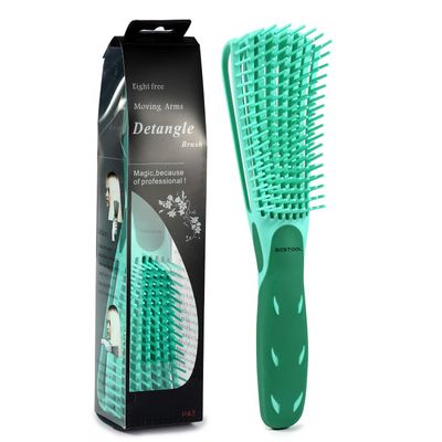 BESTOOL Detangling Brush for Black Natural Hair, Detangler Brush for Curly Hair Afro 34abc Texture, Faster n Easier Detangle Wet or Dry Hair with No Pain (Green)