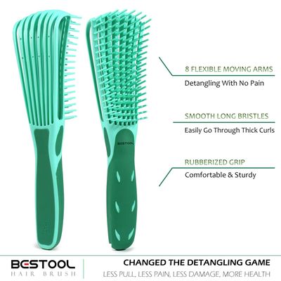 BESTOOL Detangling Brush for Black Natural Hair, Detangler Brush for Curly Hair Afro 34abc Texture, Faster n Easier Detangle Wet or Dry Hair with No Pain (Green)