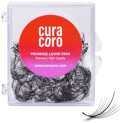 Curacoro Promade Wispy 500 Fans - Wispy Lash Extensions 9D 0.05, Handmade Volume Promade Eyelashes Fans, C CC D Curls, 9-17mm Length, Professional Long-Lasting Promade Lash Fans (9D 0.05 C 13 mm)