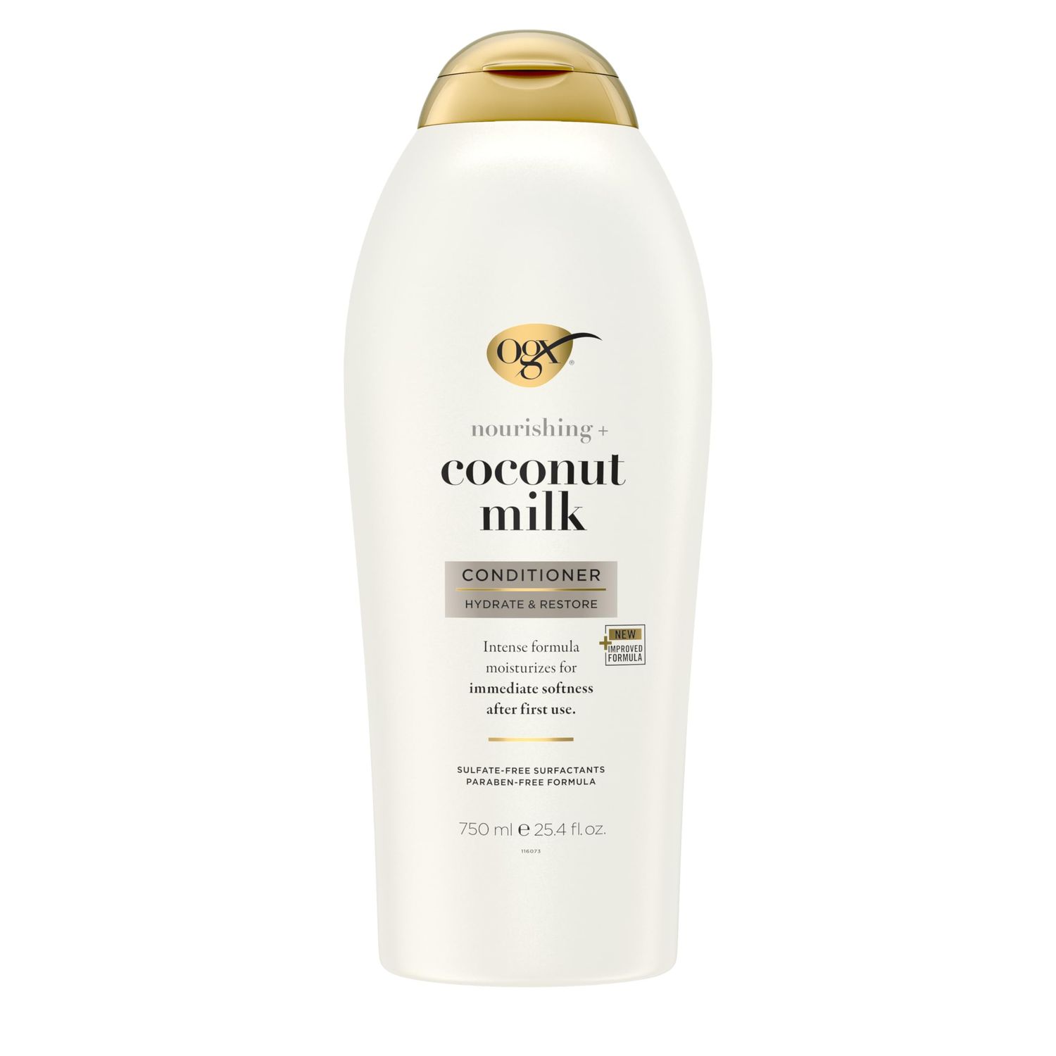 OGX Nourishing  Coconut Milk Conditioner, Hydrating &amp; Restoring Conditioner Moisturizes for Soft Hair After the First Use, Paraben-Free, Sulfate-Free Surfactants, 25.4 fl. oz