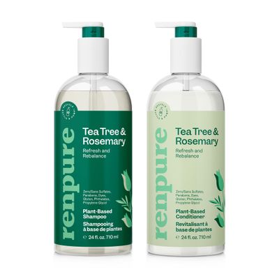 Renpure Tea Tree &amp; Rosemary Shampoo &amp; Conditioner Set, Plant Based - Refreshes &amp; Rebalances Hair and Scalp - For OilyNormal Hair - Tea Tree Leaf Oil, Rosemary Leaf Extract - 24 Fl Oz each, 2 Pack