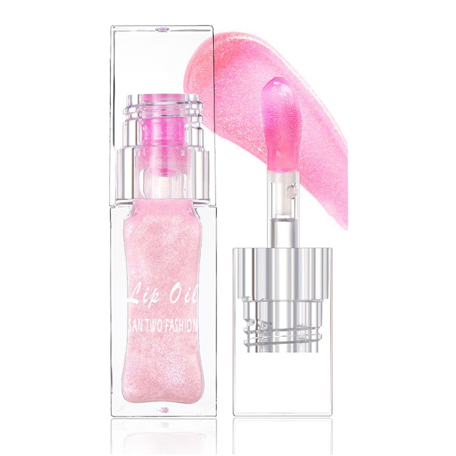Magic Pink Color Changing Lip OilWarm Change Glitter Lip Gloss, Color Changing Lip Oil V2, Color Changing Lip Gloss, Moisturizing Plumping Clear Lips Oil Tinted Lip Plumper Lips Care