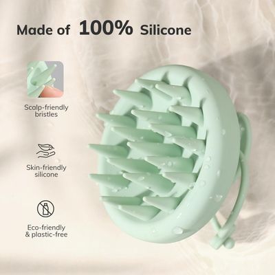 Sndyi Silicone Scalp Massager Shampoo Brush, Hair Scrubber with Soft Silicone Bristles, Scalp ScrubberExfoliator for Dandruff Removal, Wet Dry Scalp Brush for Hair Growth & Scalp Care, Mint Green