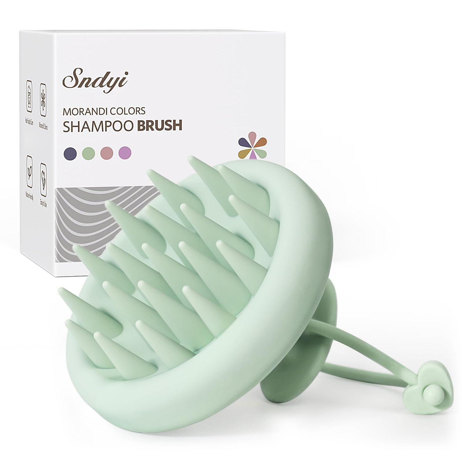 Sndyi Silicone Scalp Massager Shampoo Brush, Hair Scrubber with Soft Silicone Bristles, Scalp ScrubberExfoliator for Dandruff Removal, Wet Dry Scalp Brush for Hair Growth &amp; Scalp Care, Mint Green